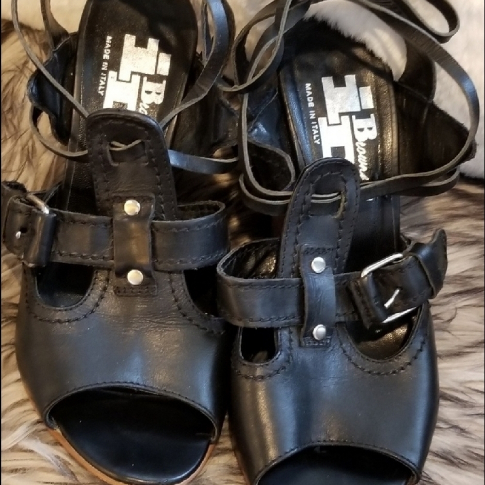 Browns Black Up Heeled Sandals